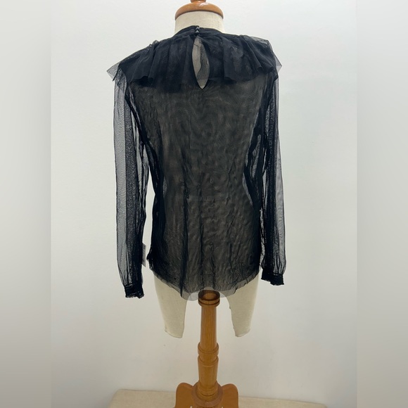 Zara Black Sheer Ruffle Blouse - Picture 4 of 10